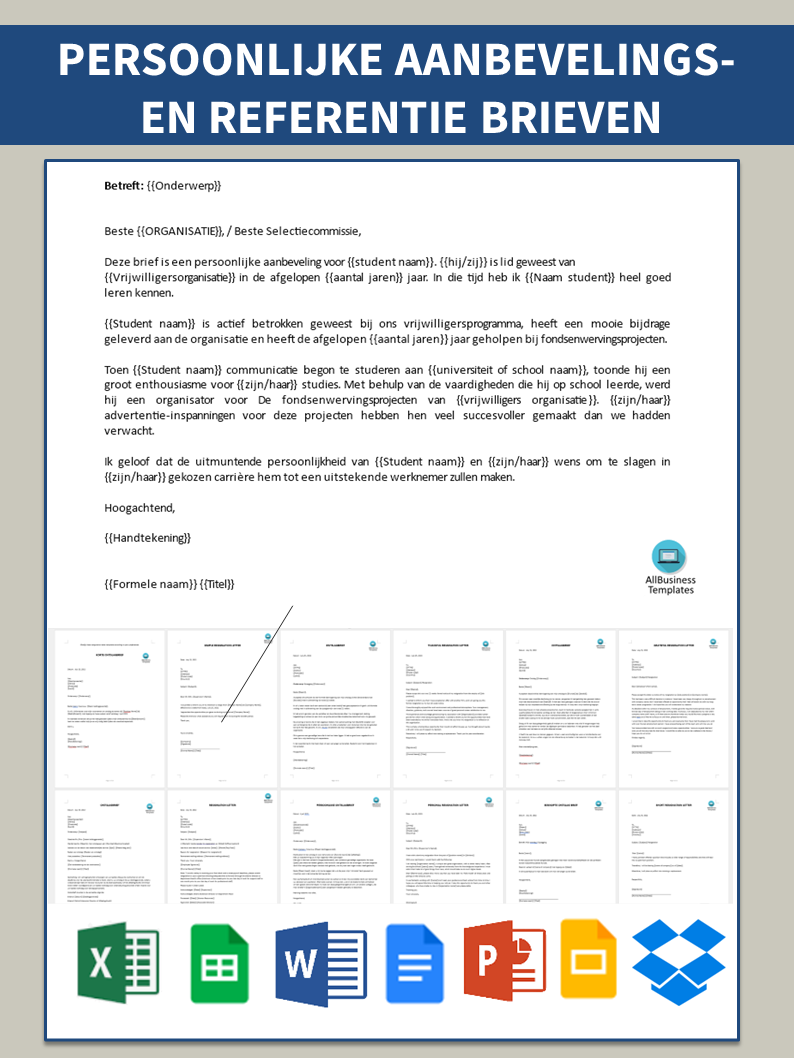 referentiebrief persoonlijk karakter template