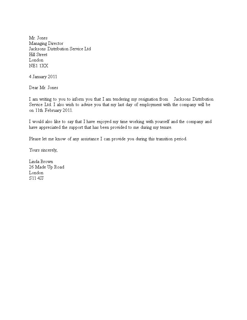 professional corporate resignation letter template