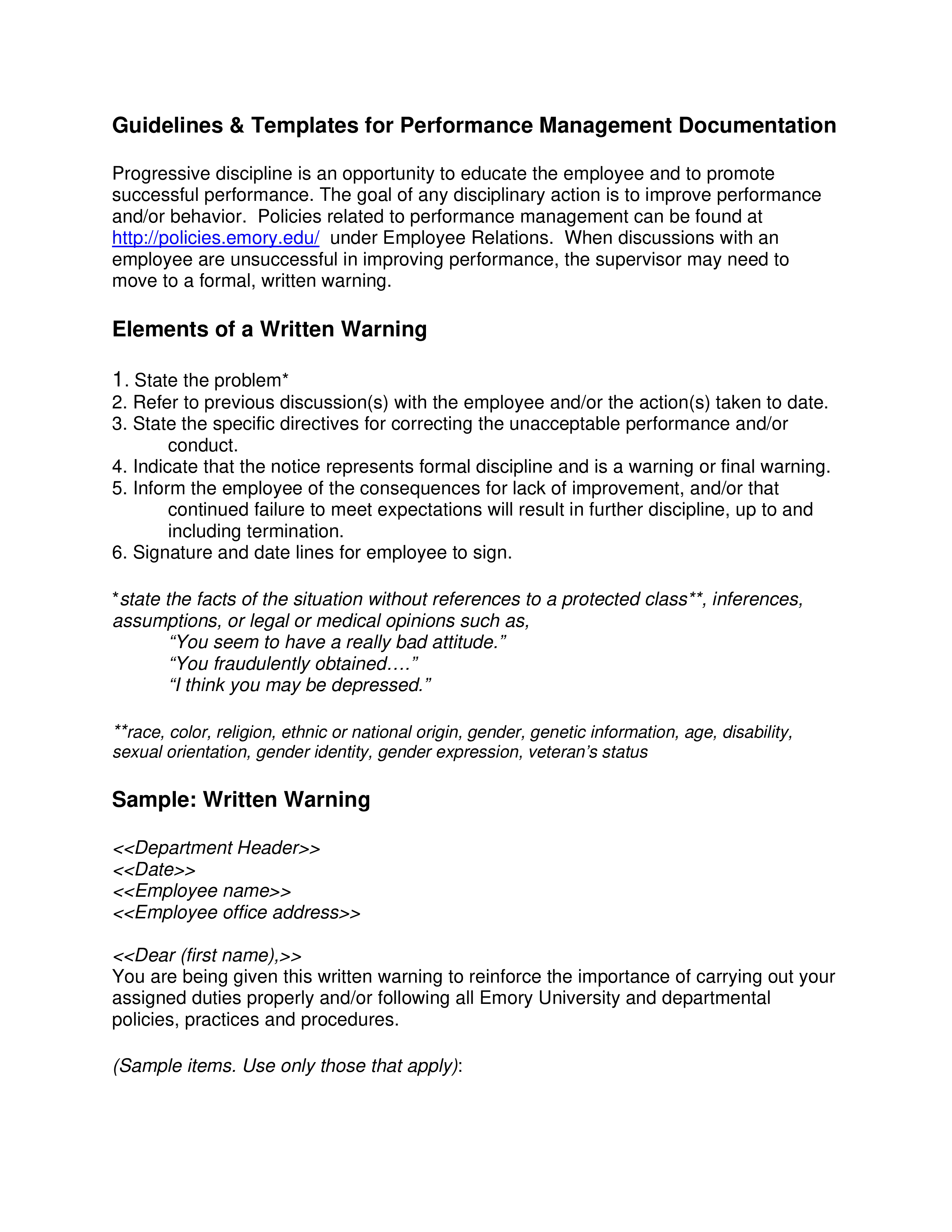 performance warning letter to employee plantilla imagen principal