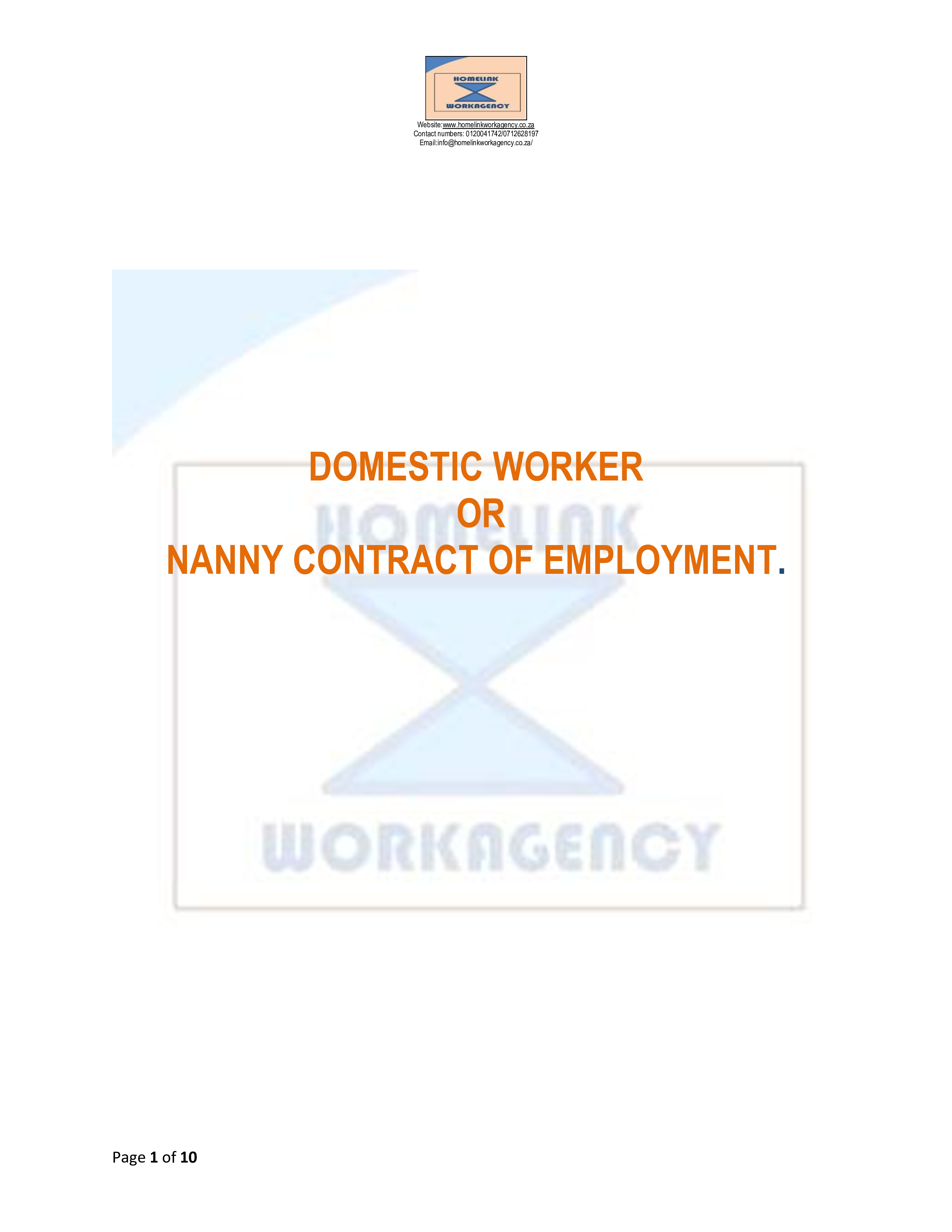 domestic nanny contract template