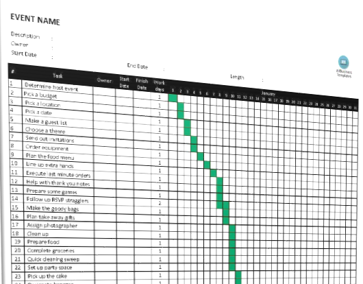 Event planning Gantt Chart template 模板