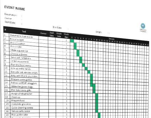 Gantt Chart For Event Planning