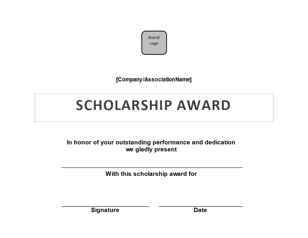 Scholarship Award Certificate 模板