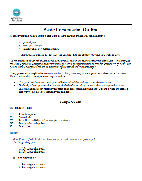 basic presentation outline modèles