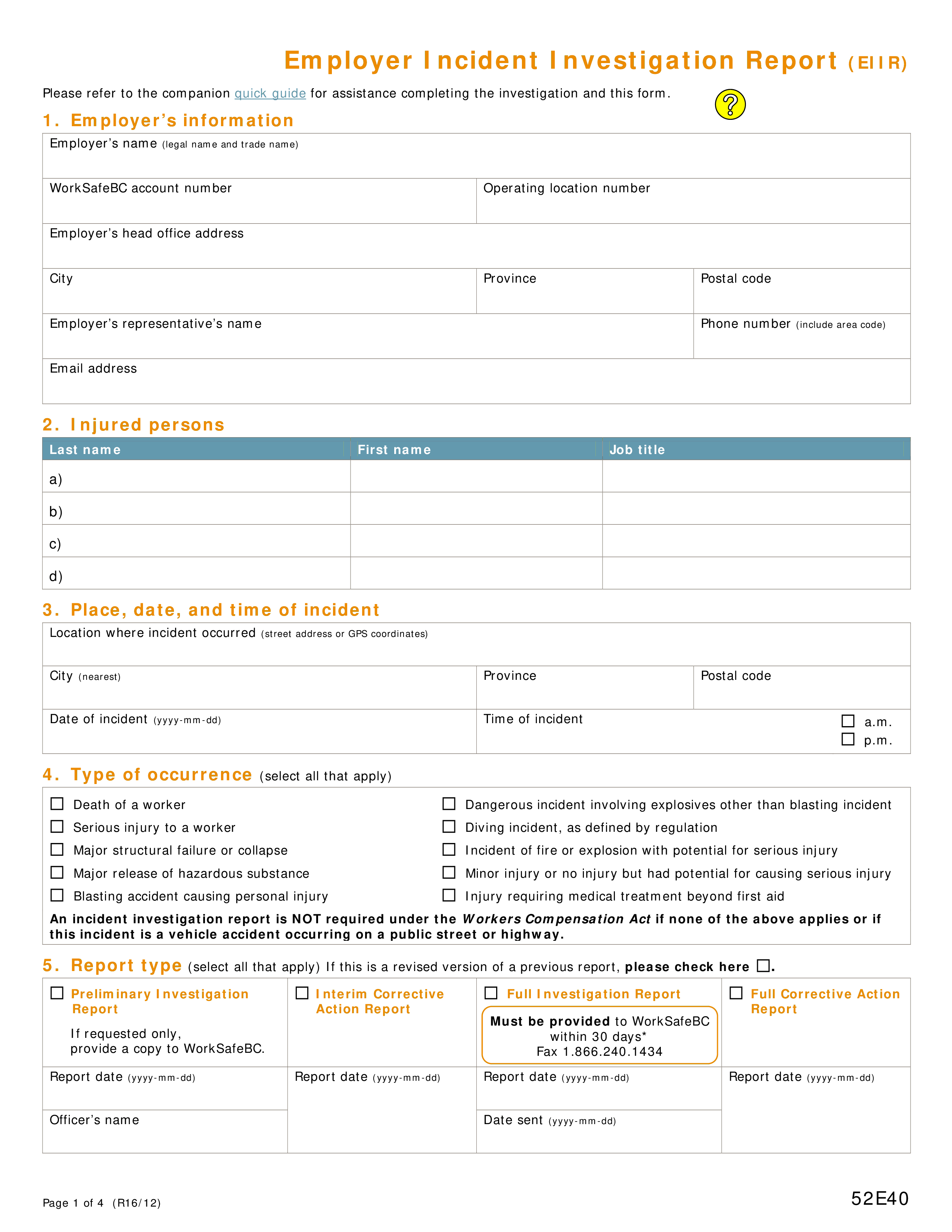 Intervention Report Template