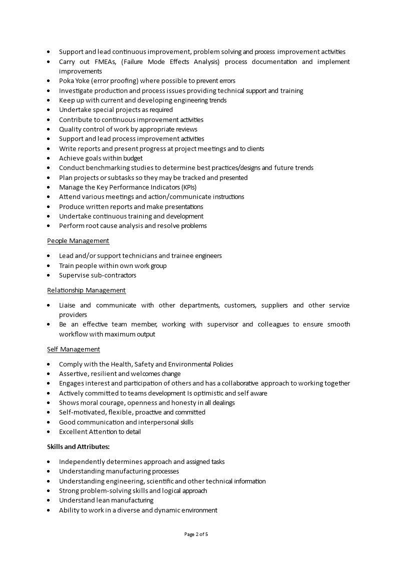 Automotive Job Description Templates at
