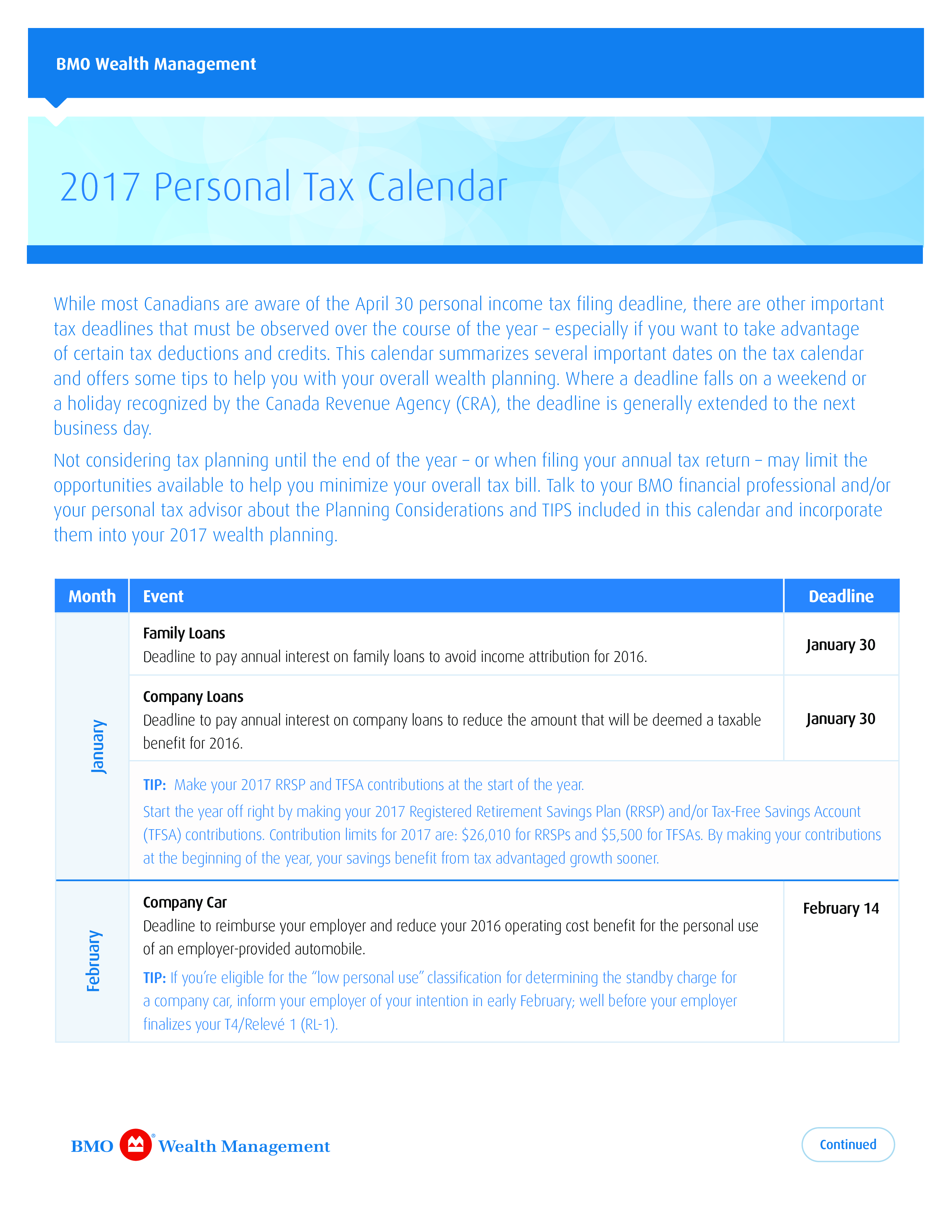 Personal Tax Calendar 模板