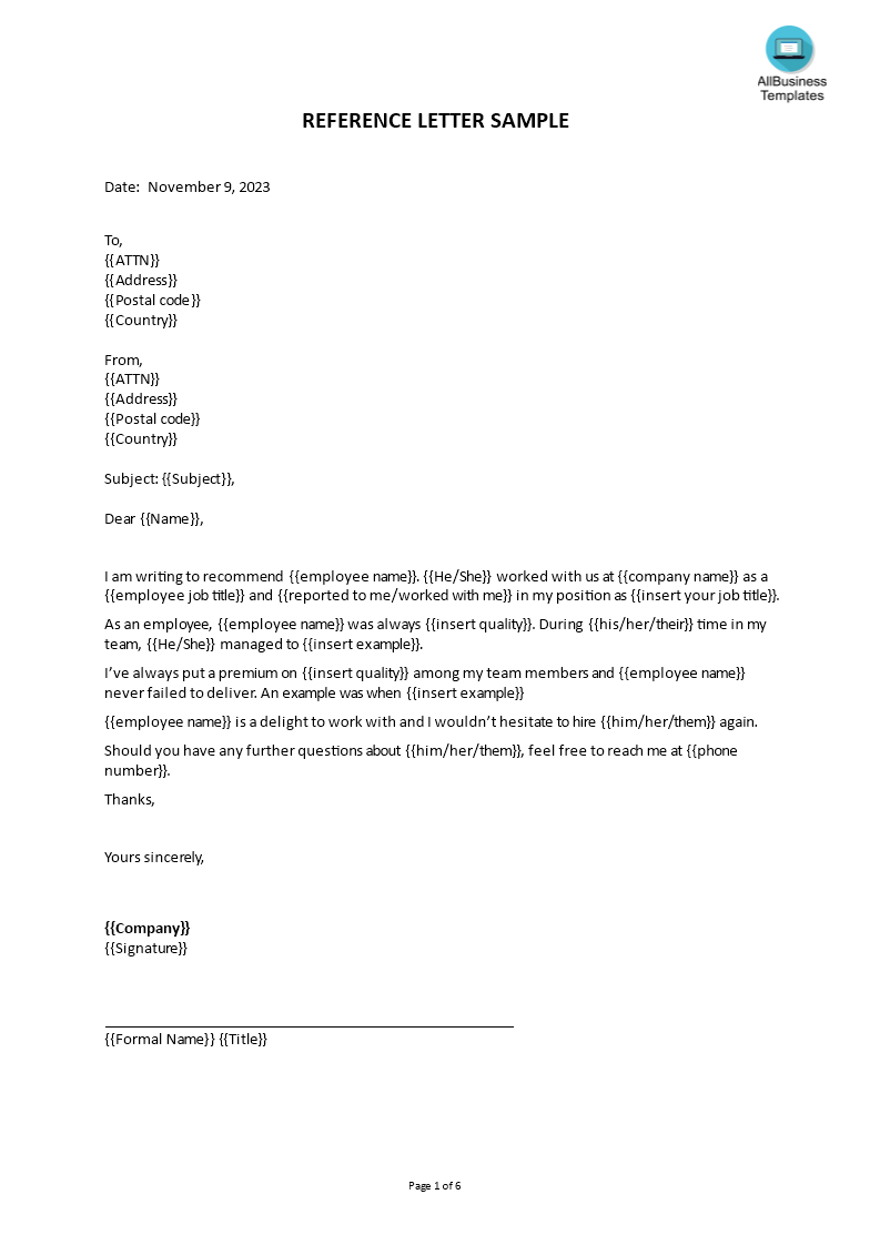 Reference Letter Sample For Student  Templates at