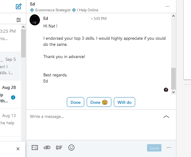 linkedin skills endorsement request template voorbeeld afbeelding 