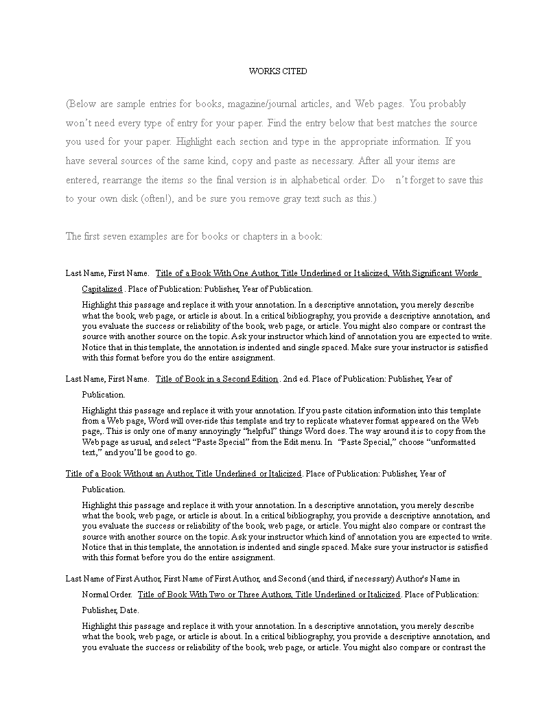 annotated bibliography sample template