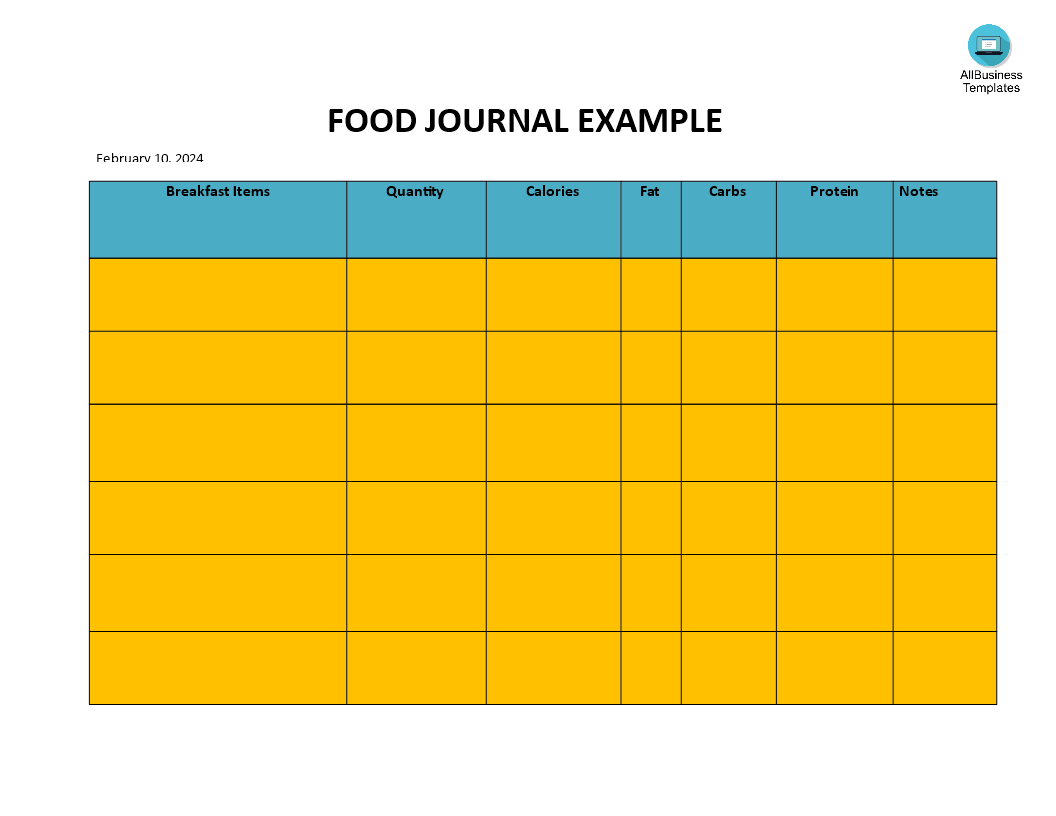 food journal example modèles