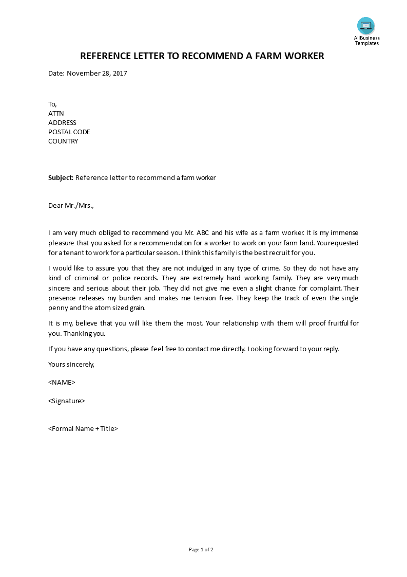 Trade Reference Letter For Landlord