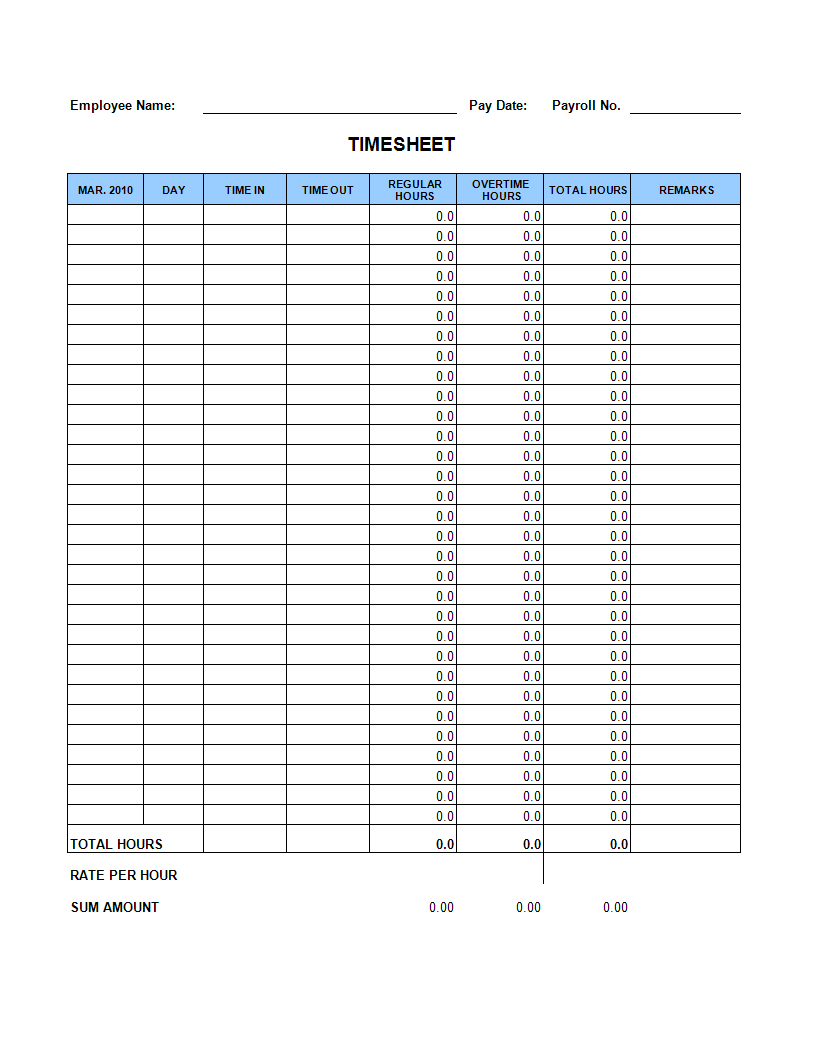 printable timesheet sample voorbeeld afbeelding 