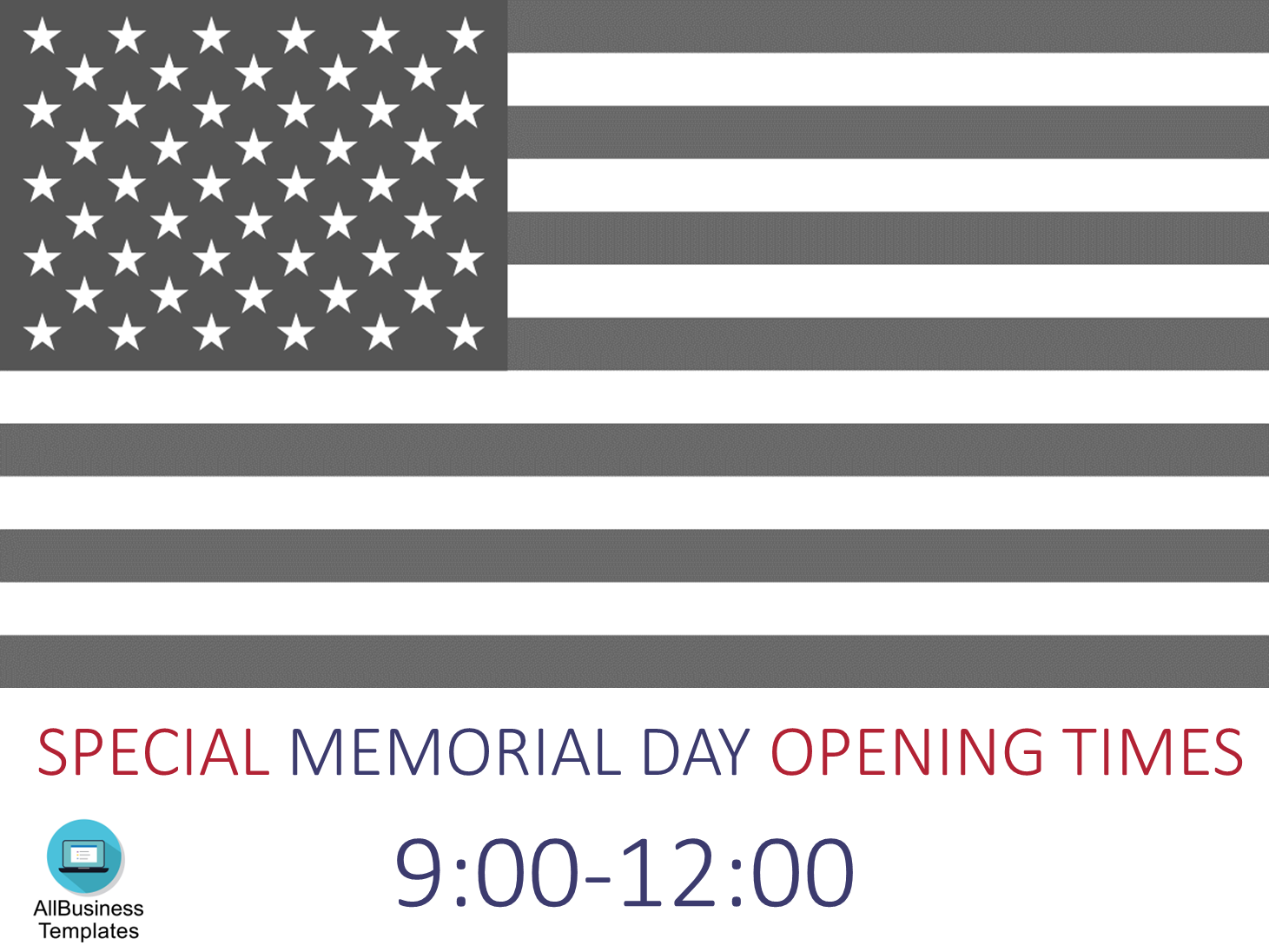 Memorial Day Opening times 模板