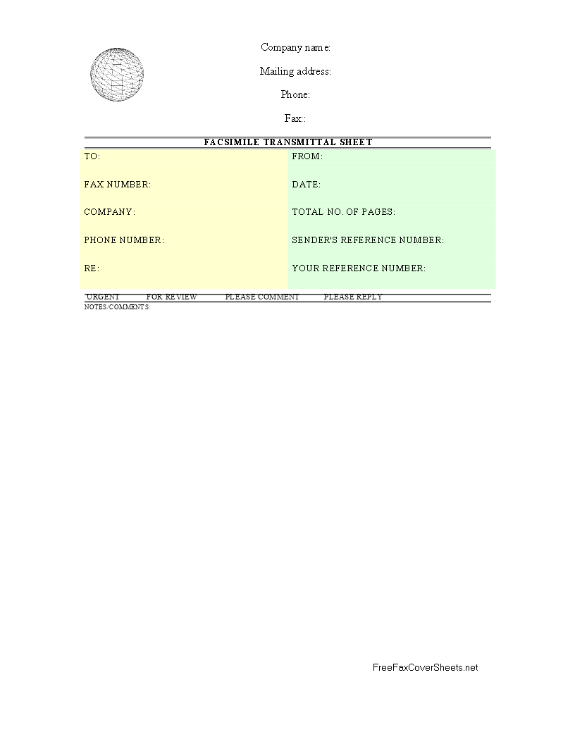 professional fax cover sheet printable template