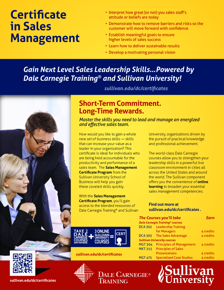 sales management training certificate modèles