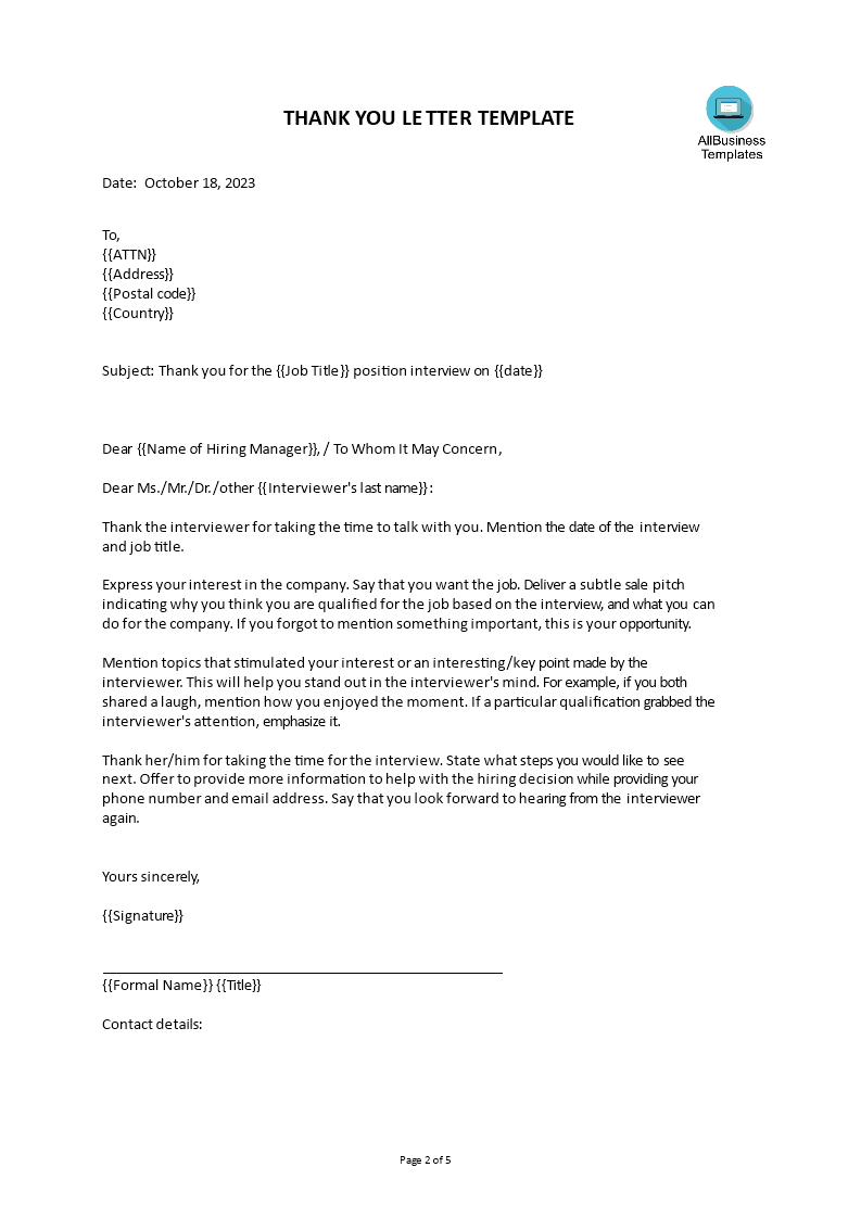 post executive assistant interview thank you letter template