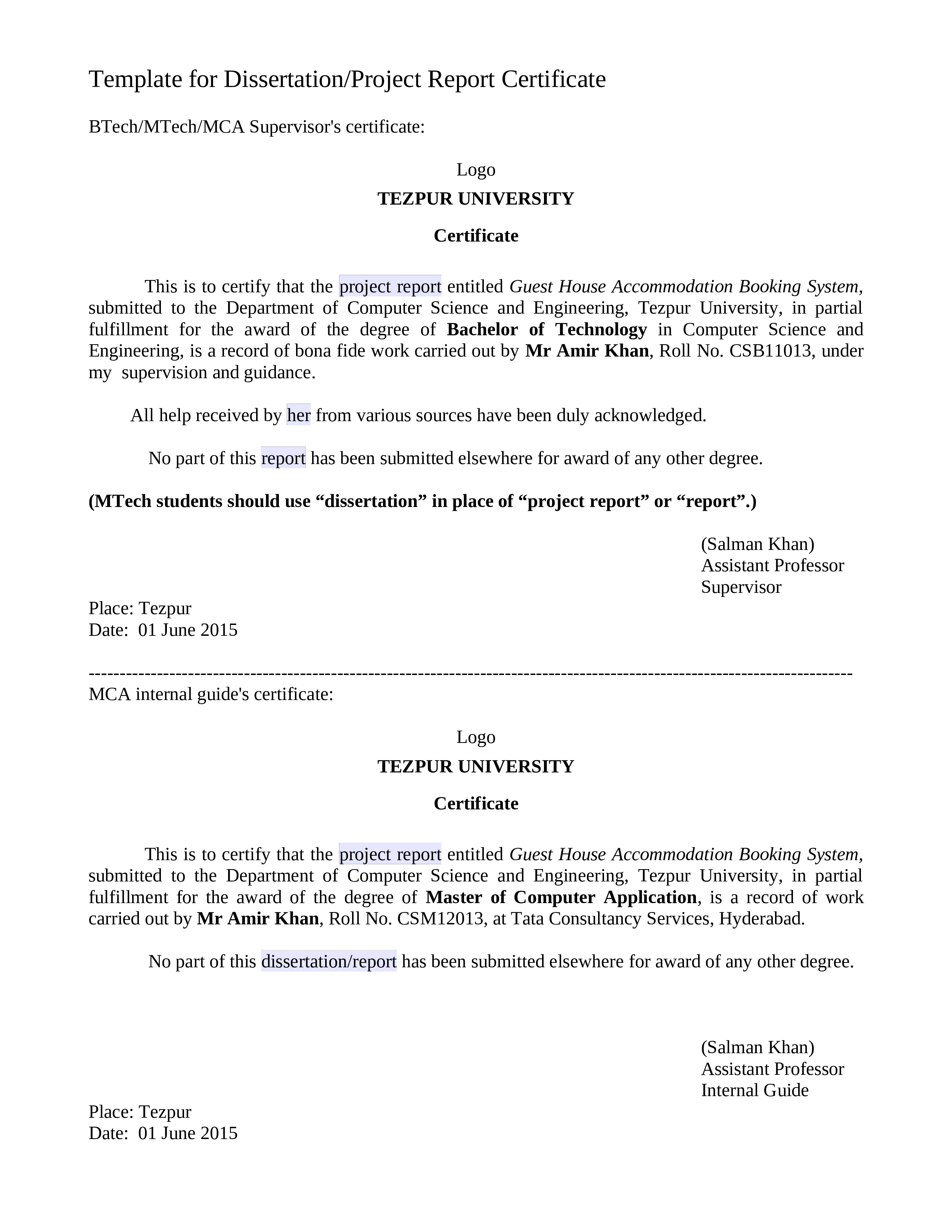 project report certificate format plantilla imagen principal