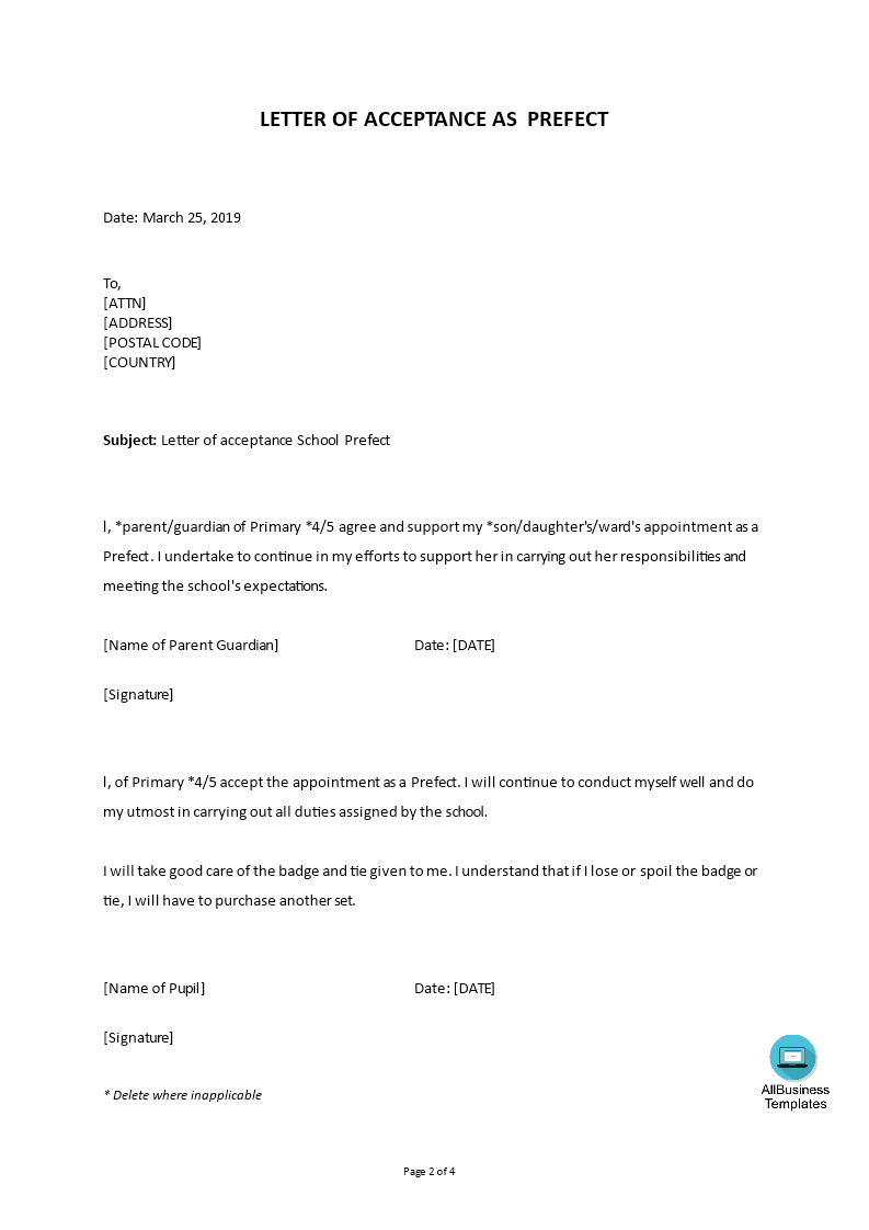 punctuality prefect application letter