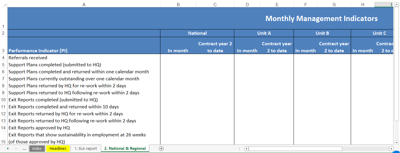 excel reporting template
