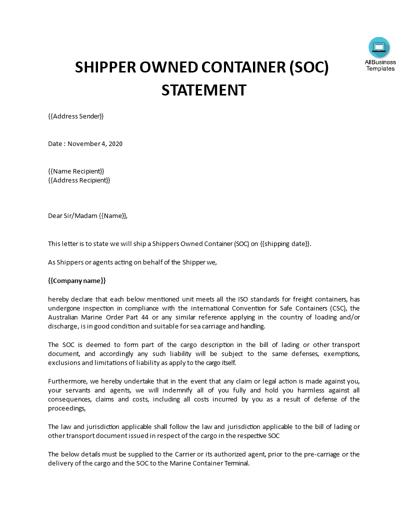 soc container declaration plantilla imagen principal