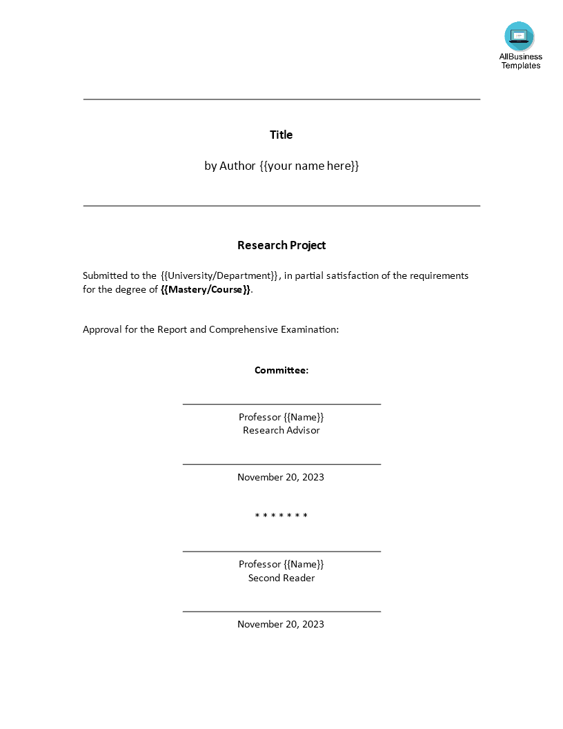 front page of research paper template