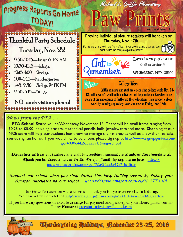 thankful party schedule template