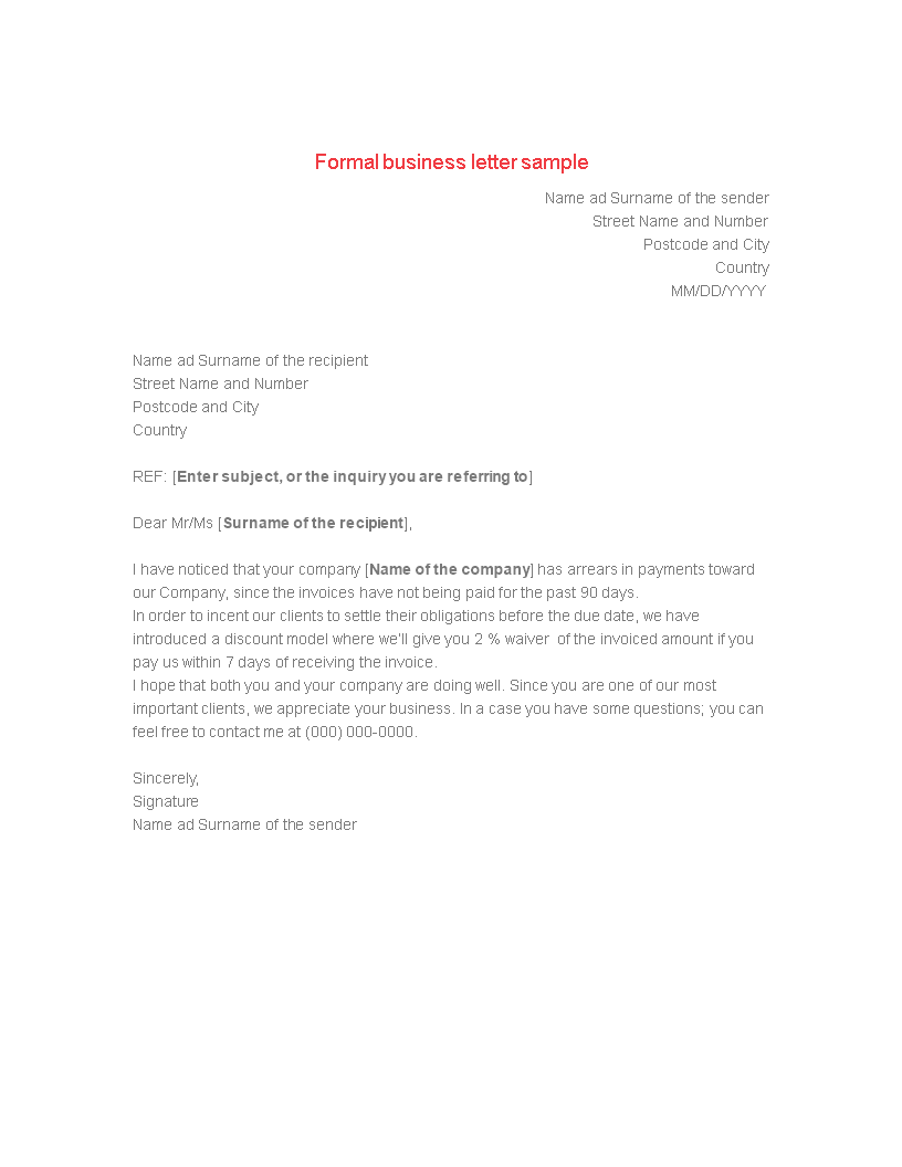 Formal letter template word download templates