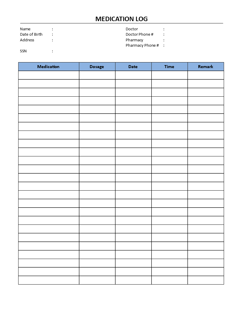 medication log voorbeeld afbeelding 