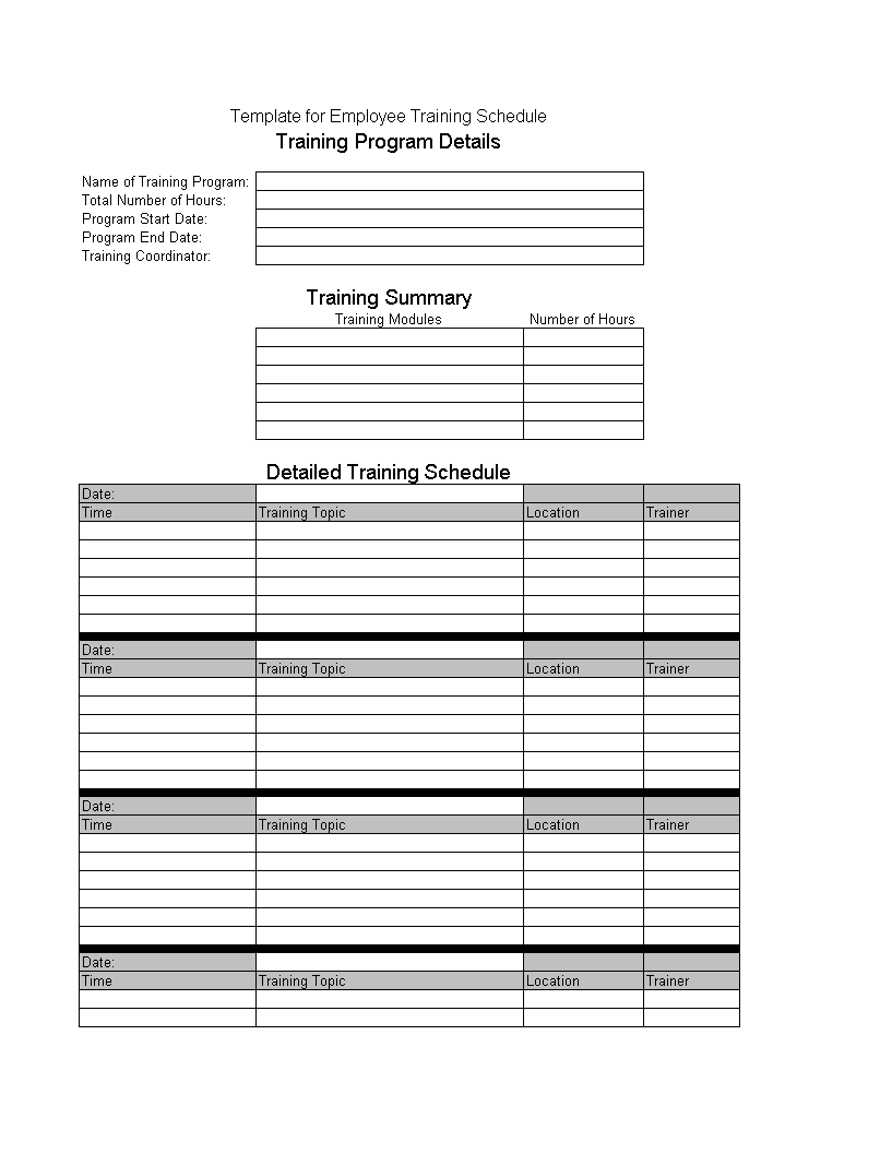 employee training schedule Hauptschablonenbild