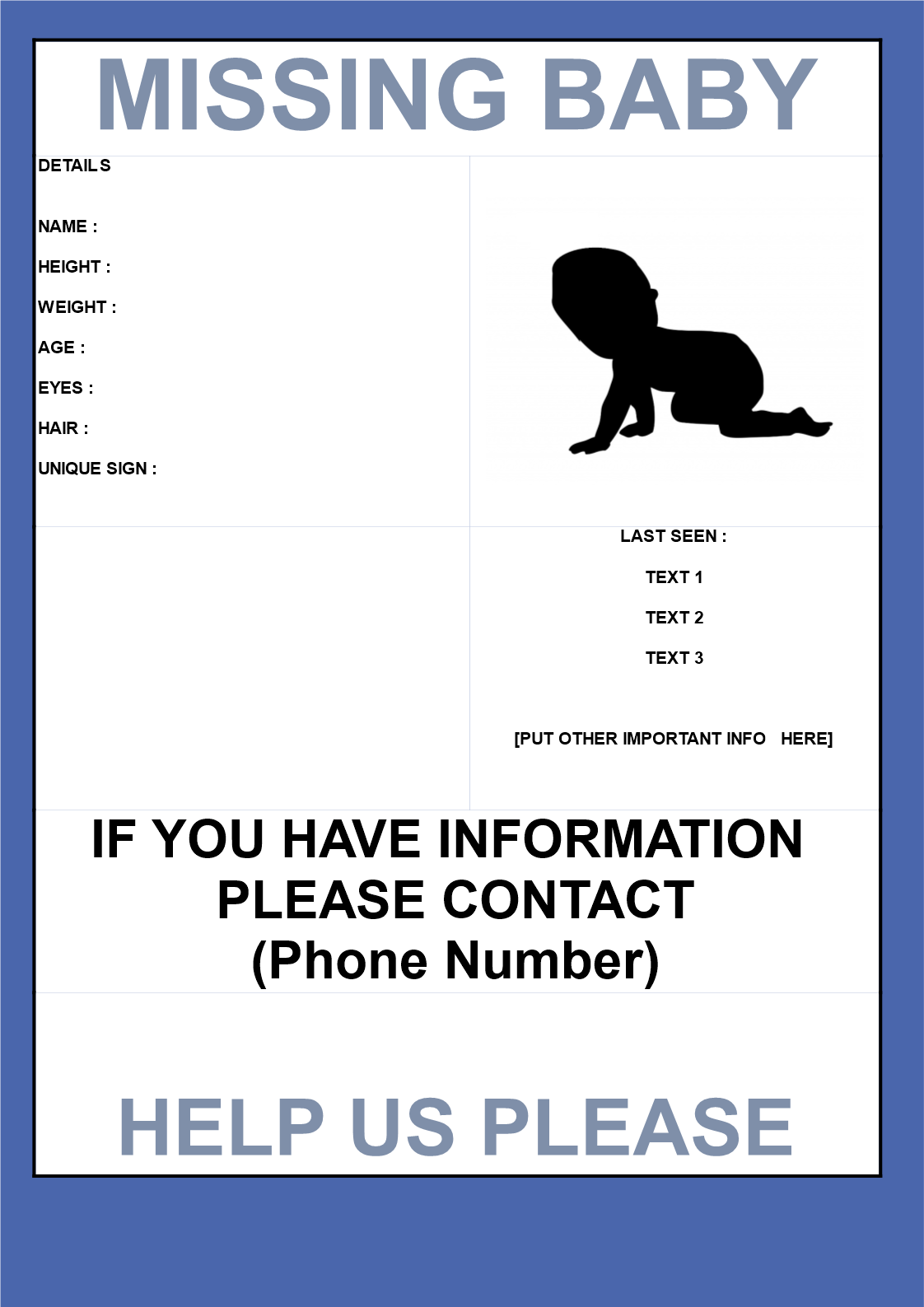 missing baby boy template voorbeeld afbeelding 