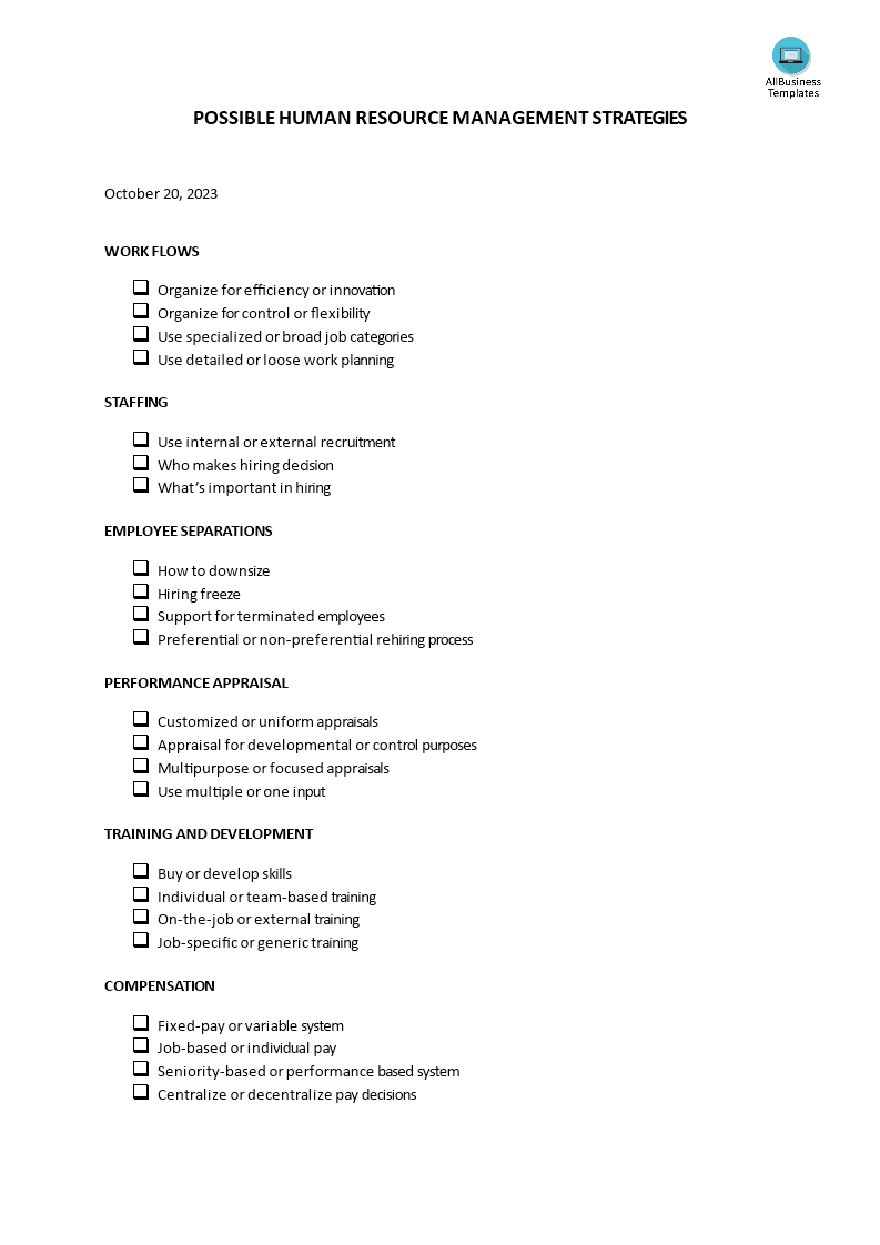 human resource management strategies Hauptschablonenbild