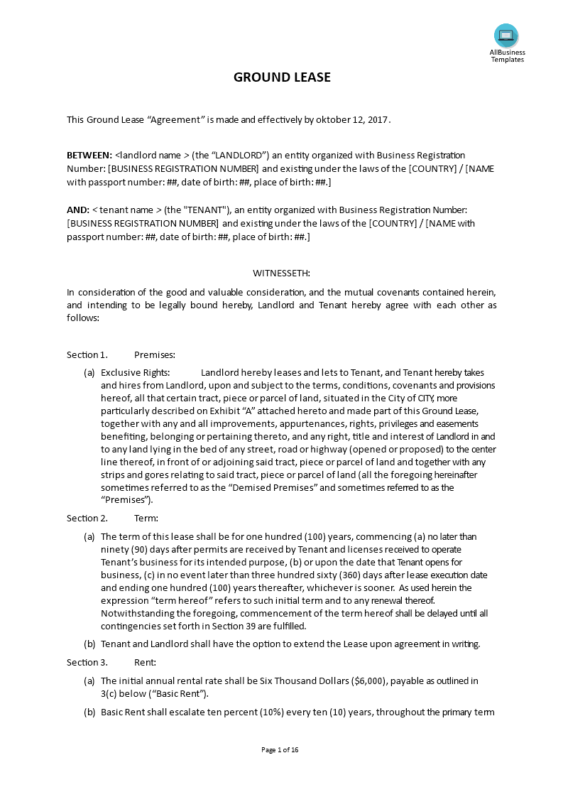 Ground Lease Agreement main image