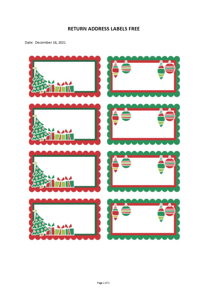 christmas labels modèles