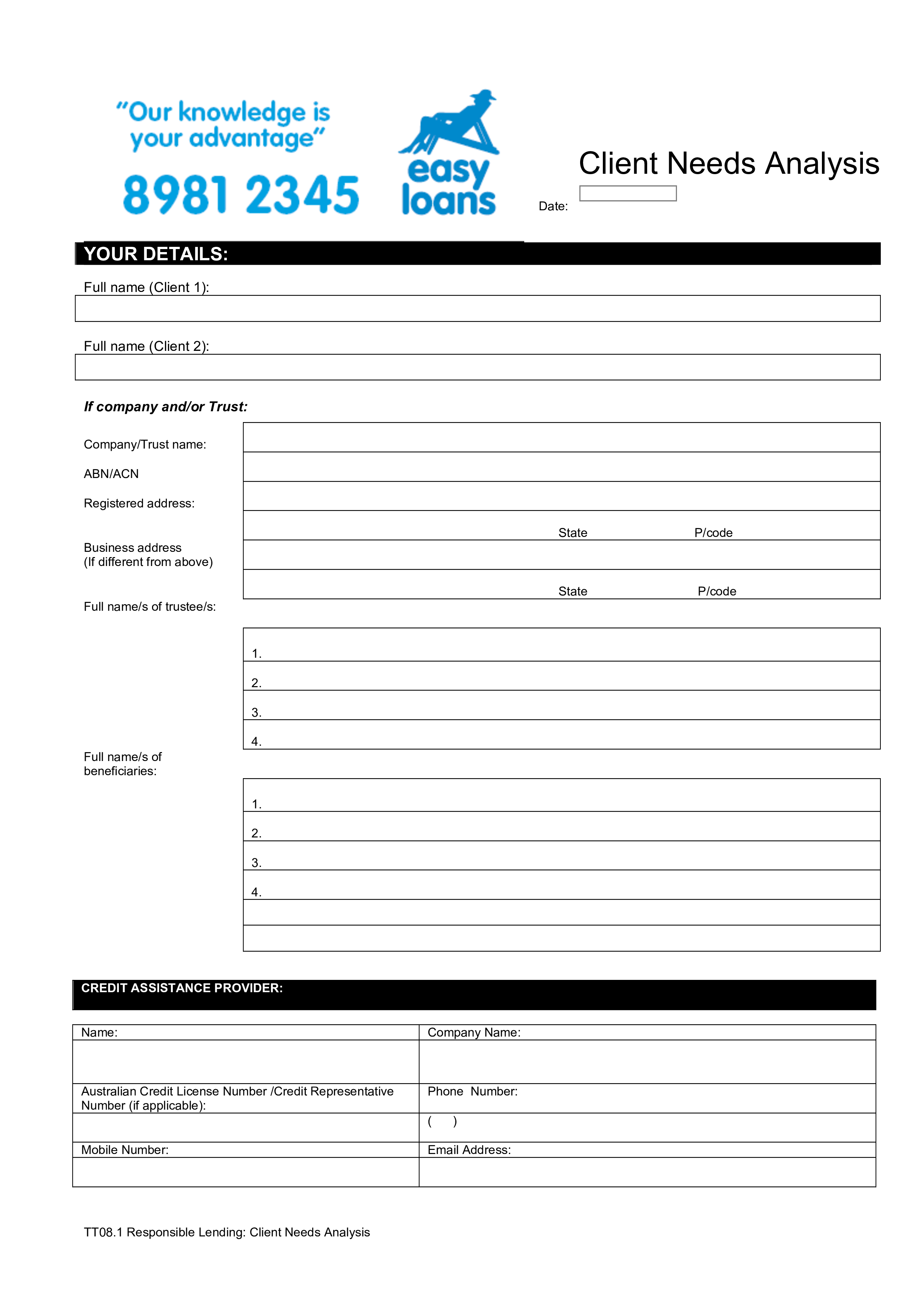 client needs analysis sample voorbeeld afbeelding 