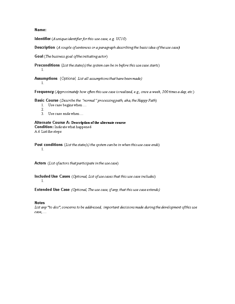sample use case template