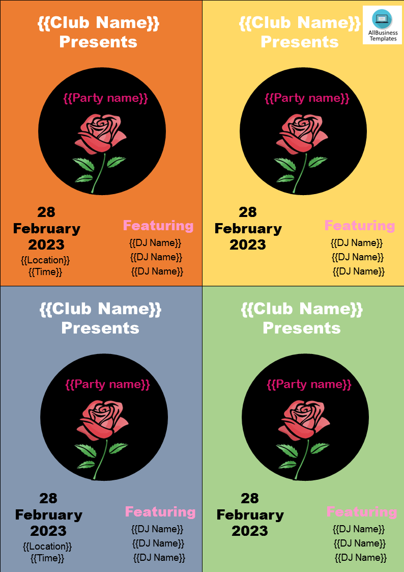 club flyer quarter page template