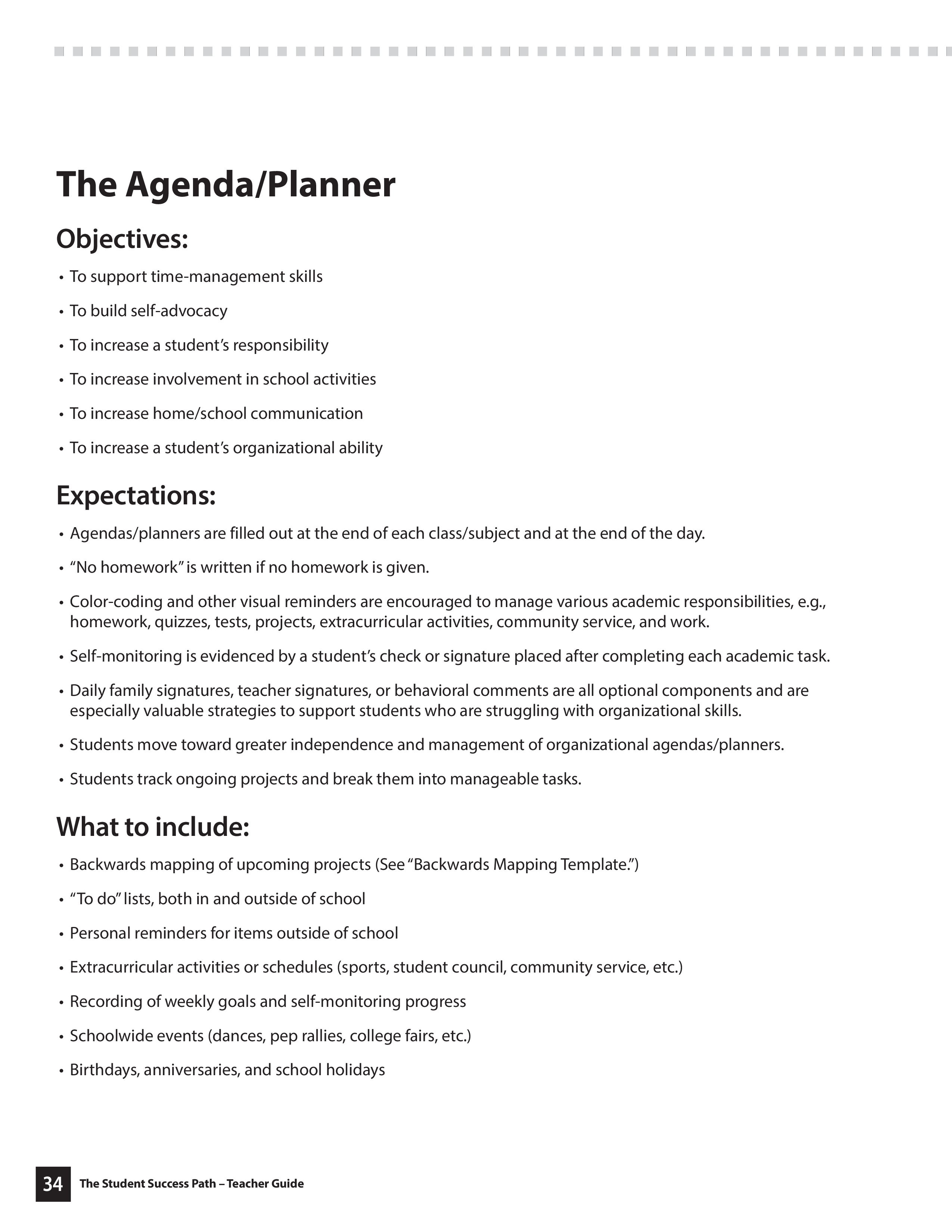 Student Weekly Agenda main image