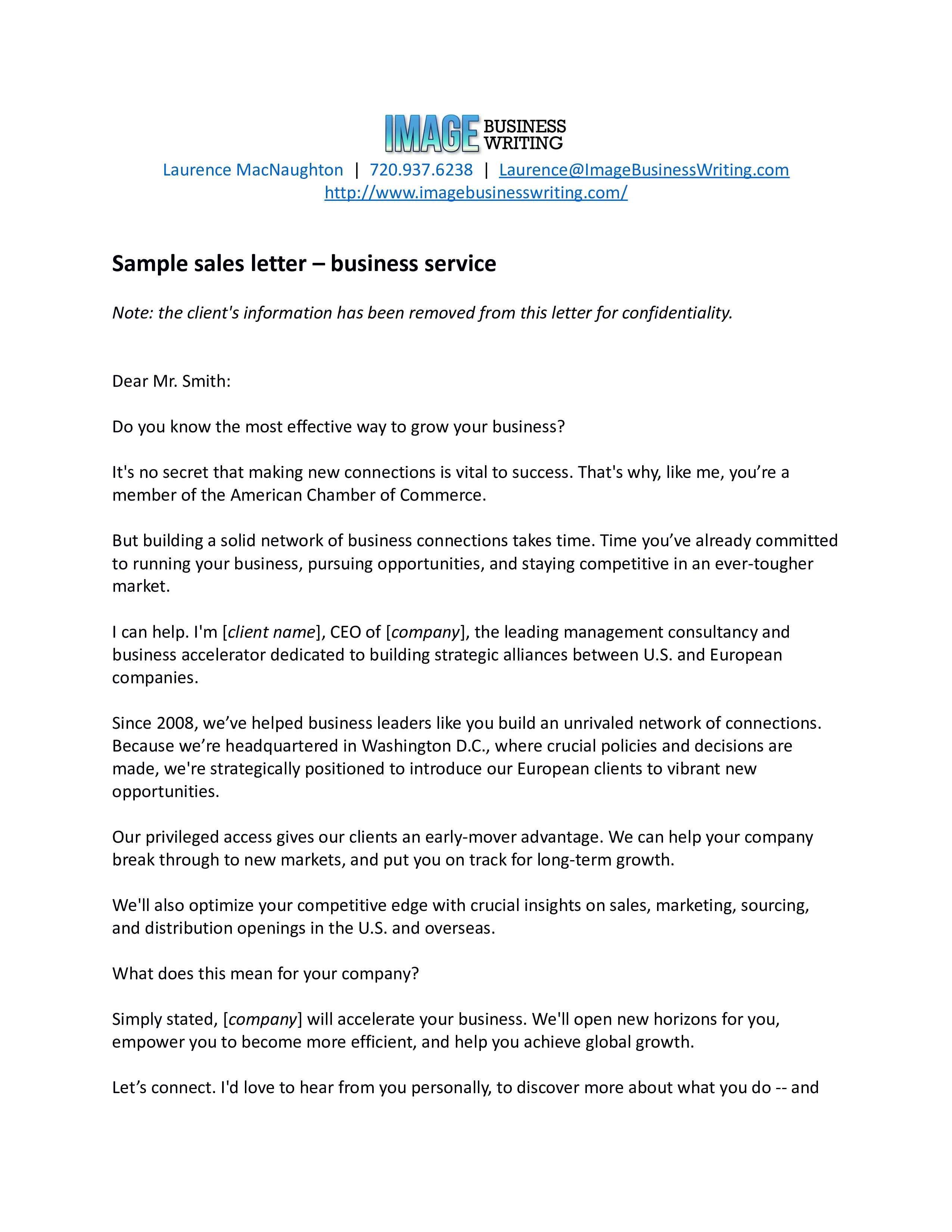 Kostenloses Business Services Sales Letter