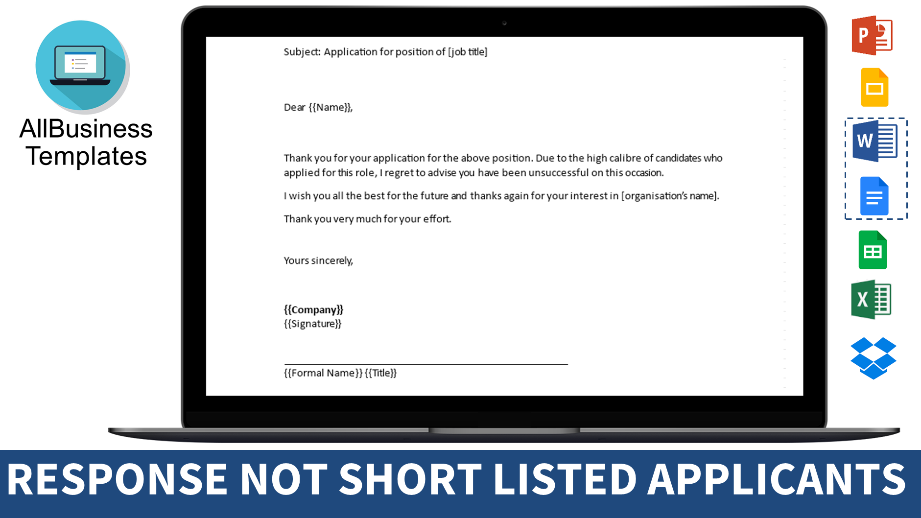 Candidate Rejection Email Gratis