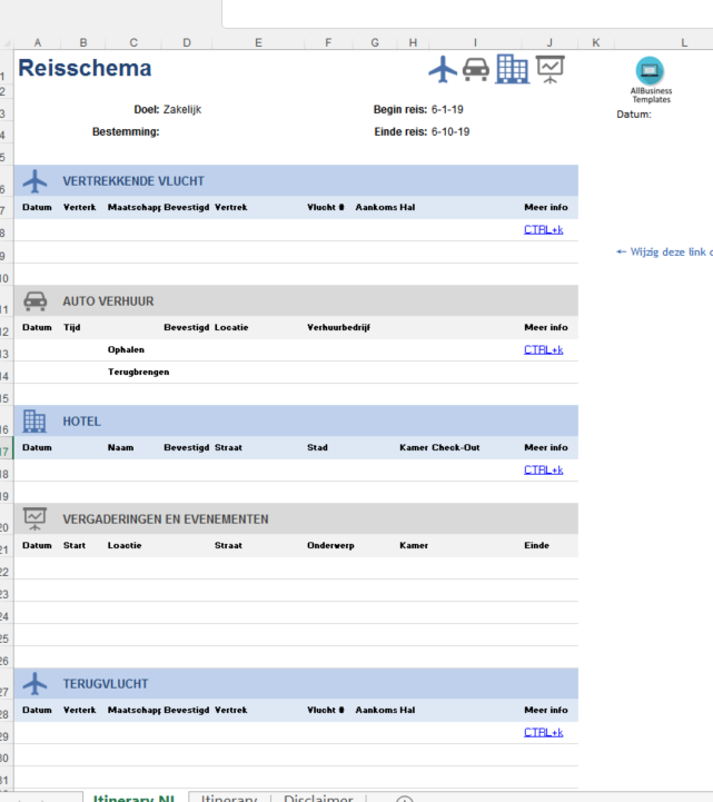 Reisroute Excel main image