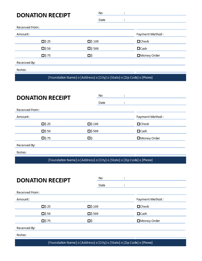 donation receipt for cash donation modèles