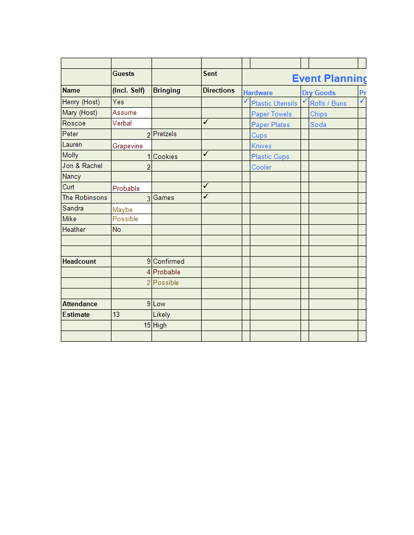 Checklist Template sheet in excel 模板