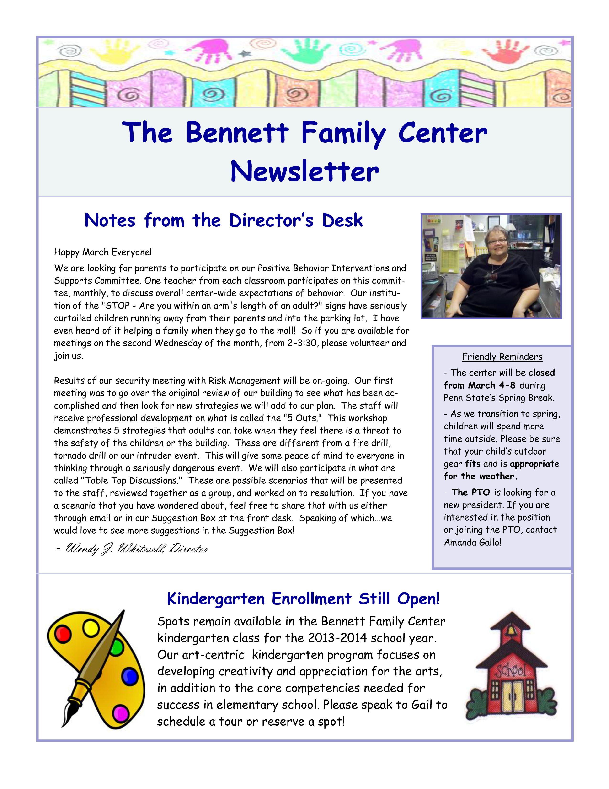 family center newsletter template