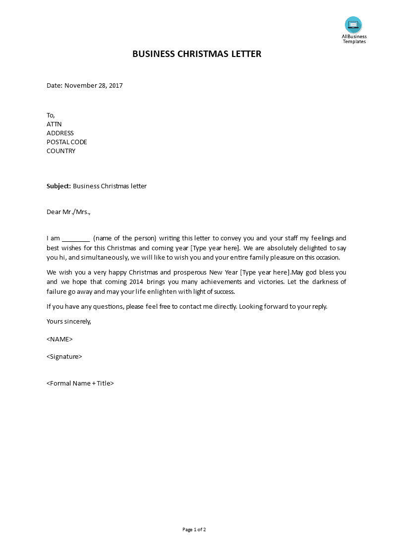 the business christmas letter voorbeeld afbeelding 