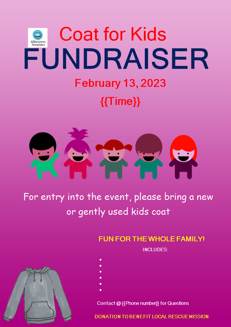 coat for kids fundraiser template