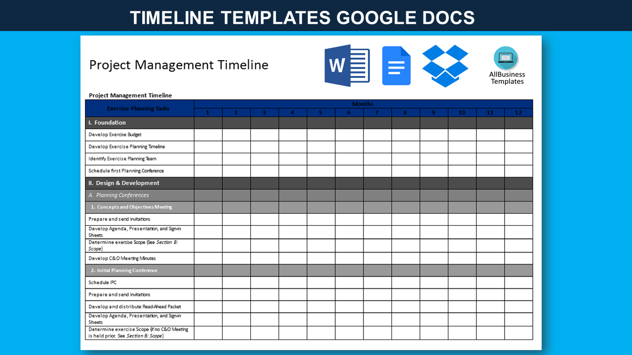 timeline google docs modèles