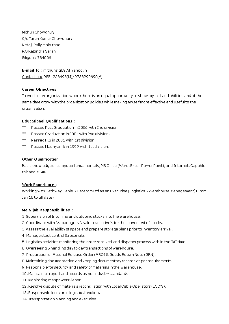 Store Manager Resume main image