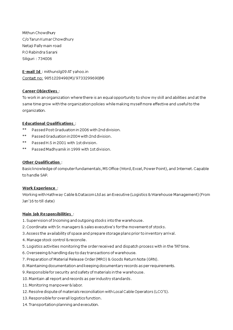 store manager resume template