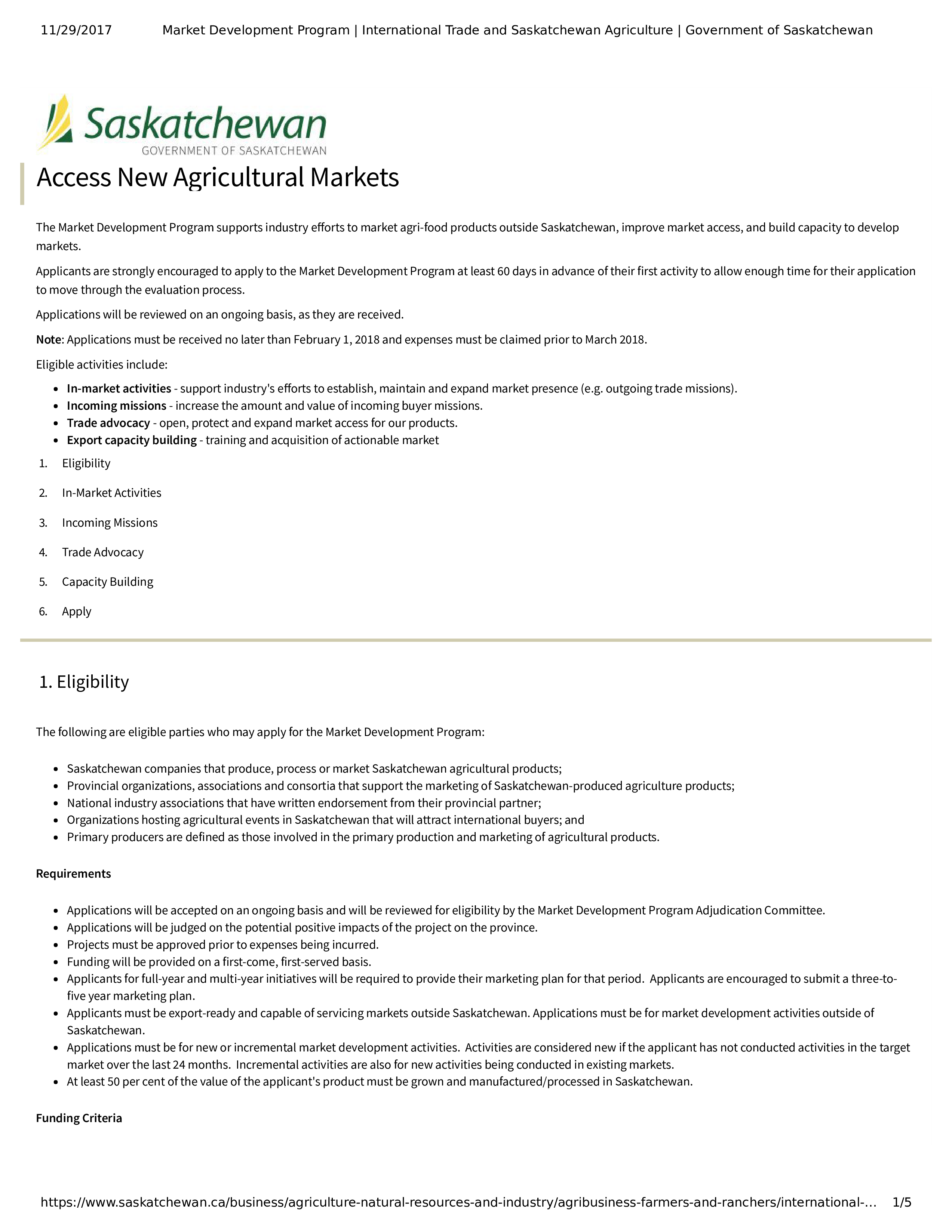 government sponsored market development program Hauptschablonenbild